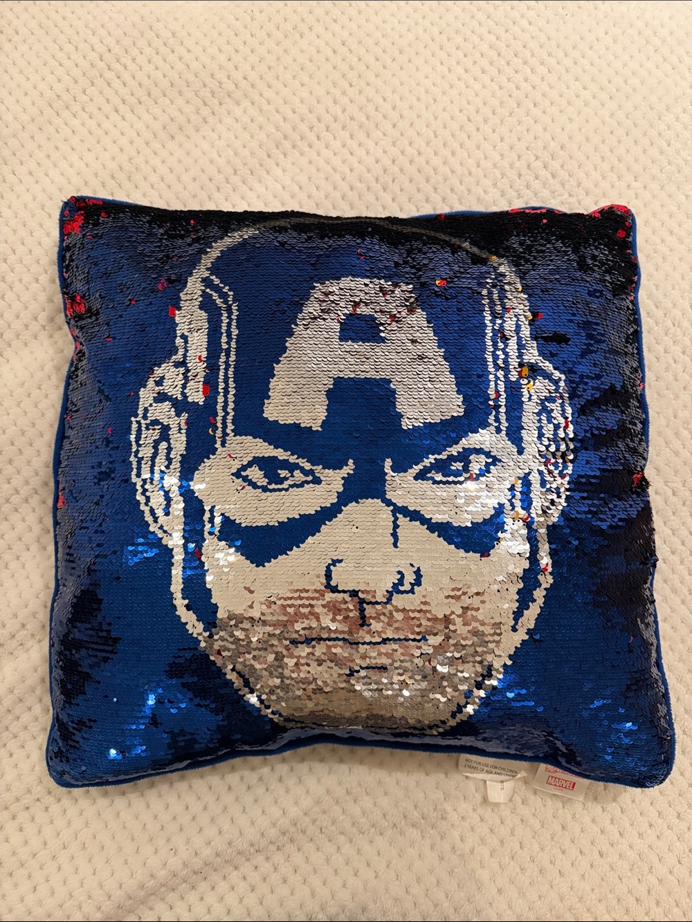 Marvel Avengers Captain America Iron Man Reversible Sequin Accent Pillow - 19”